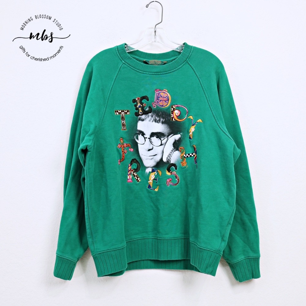 Teddy Fresh Elton‎ John Embroidered Sweatshirt Green Women M